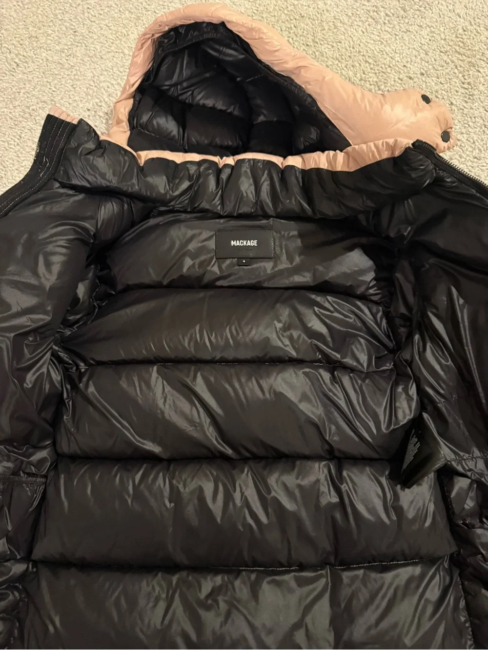 Mackage Kids Dusty Pink Quilted Puffer Jacket with Hood